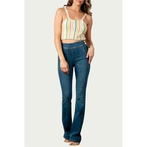 NEW LUCCA brassica knit striped tank in pastel stripe